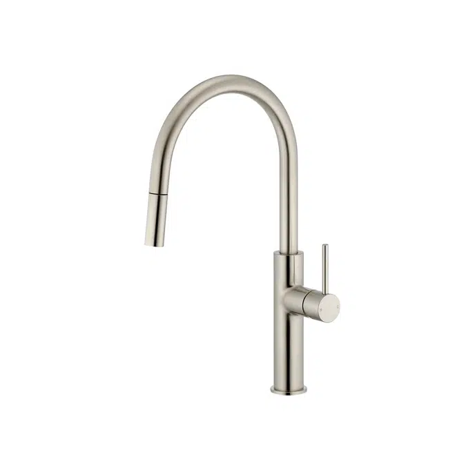 Mizu Drift Pull Out Gooseneck Sink Mixer Curve 2 Function Brushed Nickel 2265803