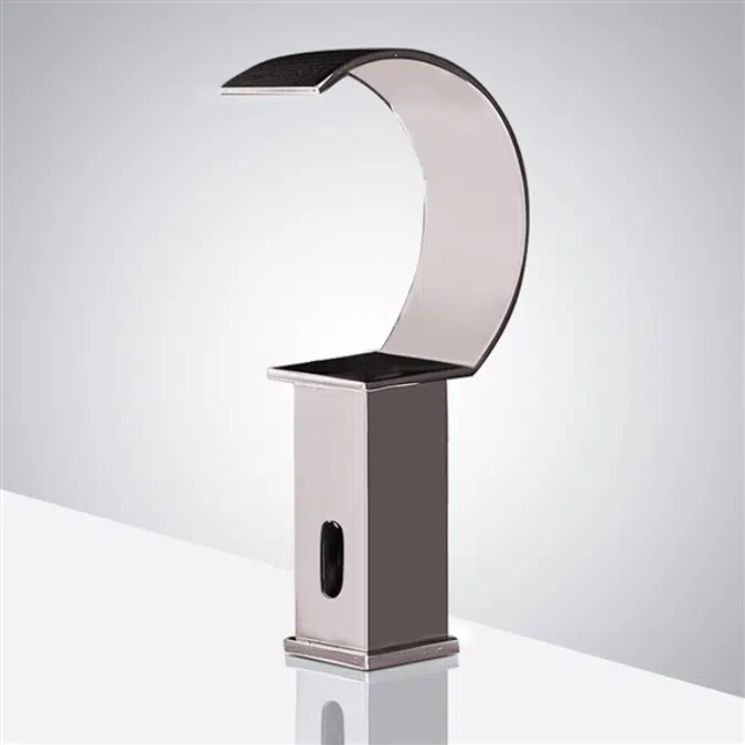 Contemporary Brushed Nickel Waterfall Touchless Faucet