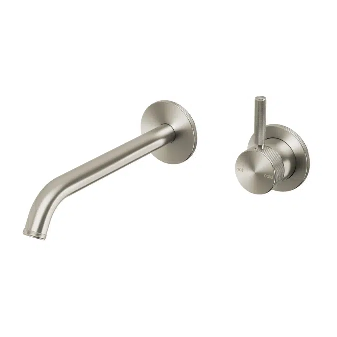 Milli Etch Brushed Nickel Wall Basin/Bath Mixer Tap Set Round Kit 2269418