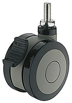 Twin wheel castor, Load bearing capacity 100 kg, steerable with brake - 660.40.515
