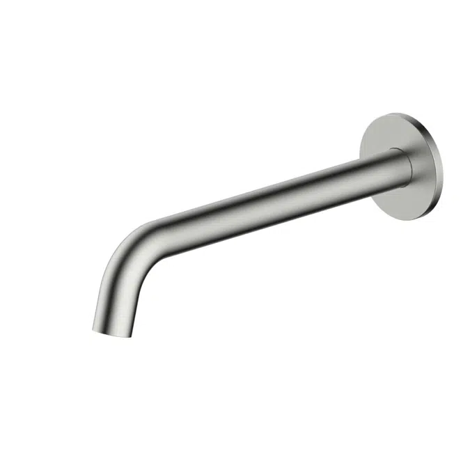 Mizu Drift Brushed Nickel Wall Basin/Bath Outlet Curve Spout 250mm 2267251
