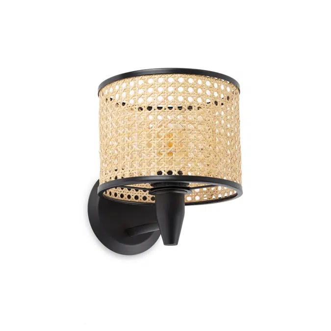 64307-47 - MAMBO Black/Rattan Wall Lamp