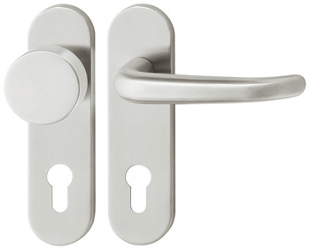 Door handle set, stainless steel, Startec, PDH4104, short backplate - 903.96.674
