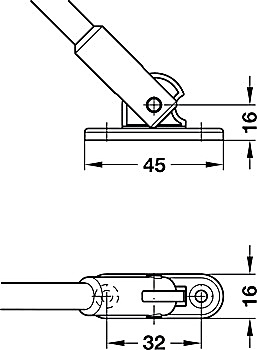 Flap stay, with braking mechanism, for wooden flaps, with joint - 365.30.503