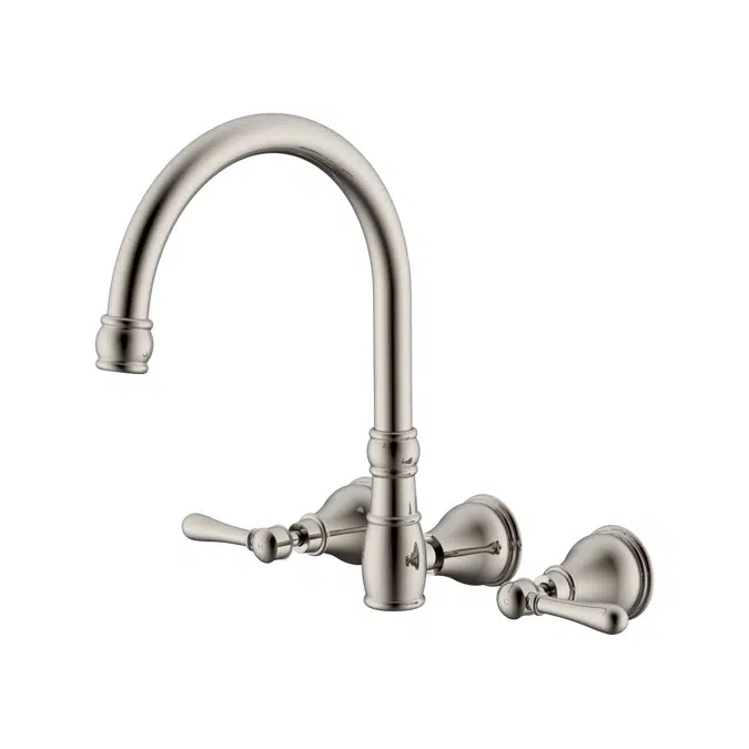 Milli Voir Brushed Nickel Lever Handles Wall Sink Set 2265493