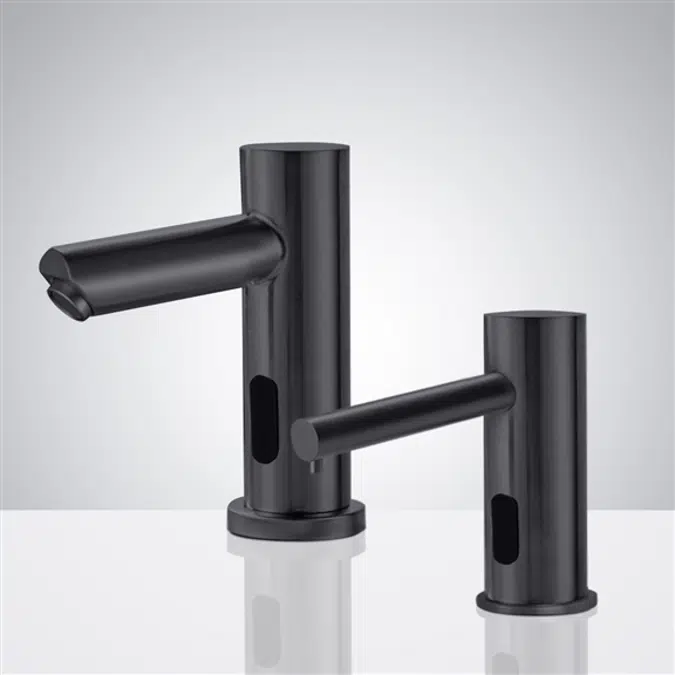 Matte Black Automatic Bathroom Sink Faucet and Soap Dispenser
