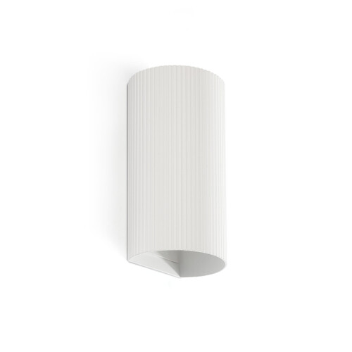 SOLE 2L White round wall lamp fluted
