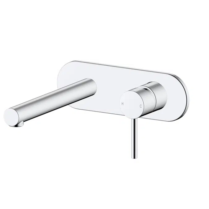 Mizu Drift Wall Basin / Bath Mixer Set with Straight Spout Kit Chrome 2267363