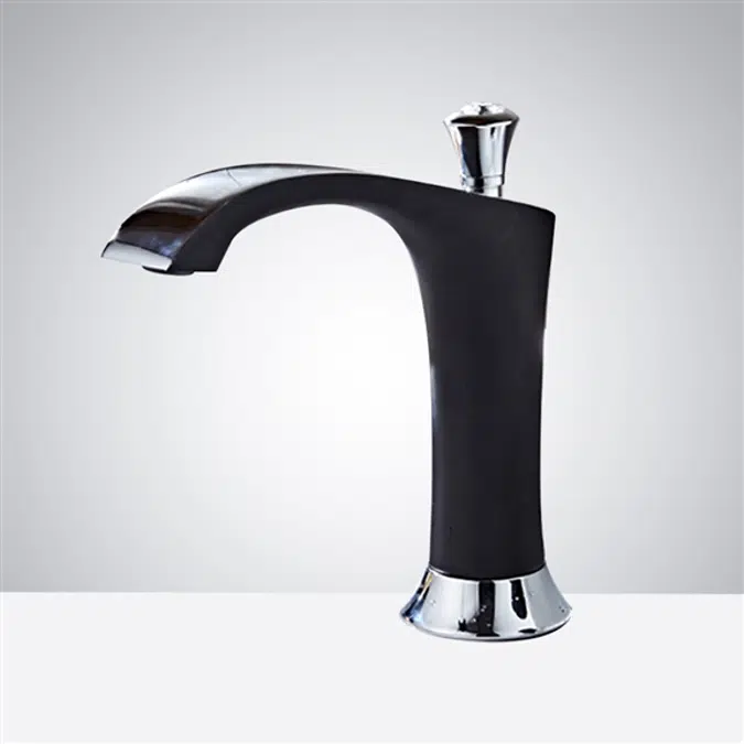 Matte Black and Chrome Widespread Touchless Basin Faucet