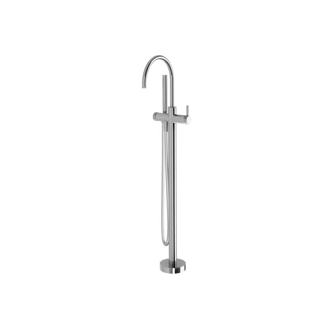 Milli Etch Chrome Floor Mounted Bath Mixer with Handshower 21876