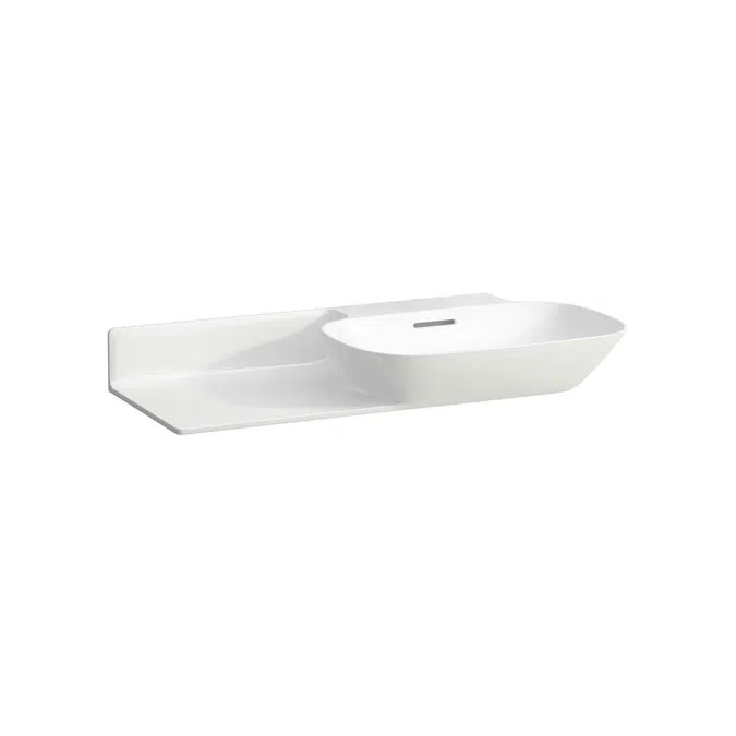 Ino 900mm White Wall Basin Shelf Right Bowl No Taphole with Overflow 9508220