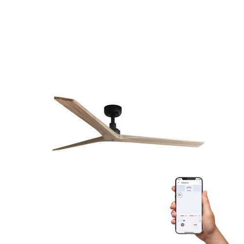 KLIM L Ceiling fan siyah/pine TUYA
