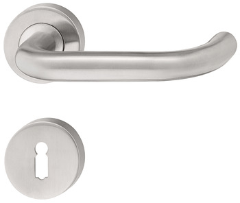 Door handle set, stainless steel, U-shape, rose - 902.91.074