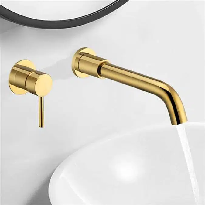 Milan Polished Gold Wall Mount Basin Faucet
