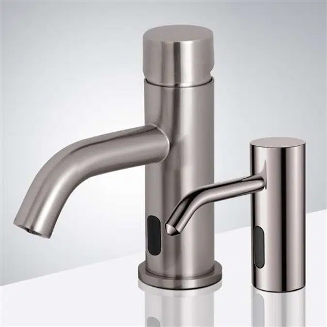 Rio Brushed Nickel Touchless Basin Faucet and Soap Dispenser