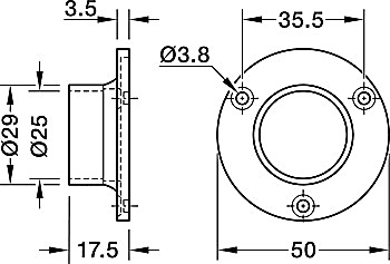 Rail end support, For Round Wardrobe Rail Ø 25 Mm - 803.10.003