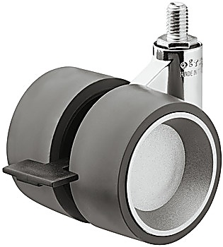 Twin wheel castor, Load bearing capacity 80 kg, steerable with brake - 660.33.512