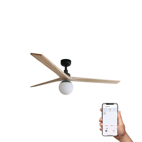 KLIM L Ceiling fan siyah/pine E27 TUYA